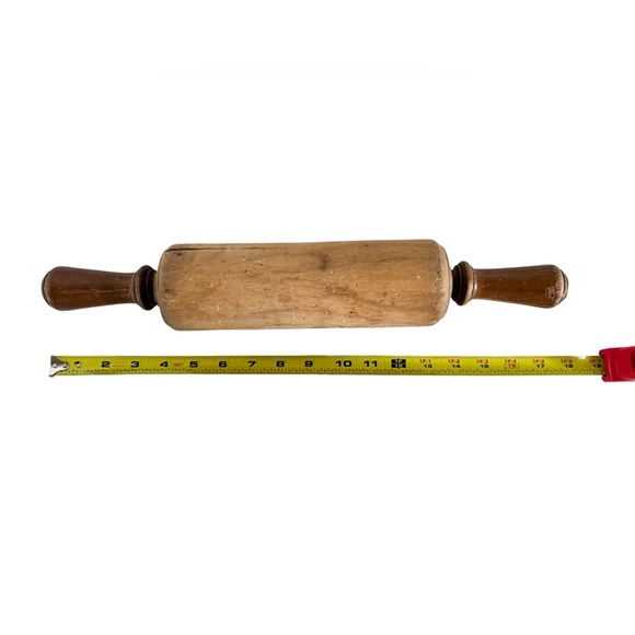 Vintage Farmhouse Wooden Rolling Pin with Handles 18 in - Picture 2 of 2